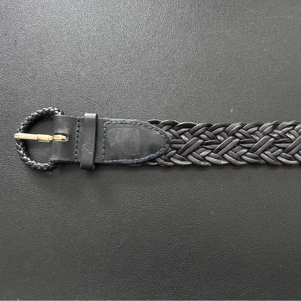 Vintage Talbots Black Braided Leather Belt Men/Women SZ XS